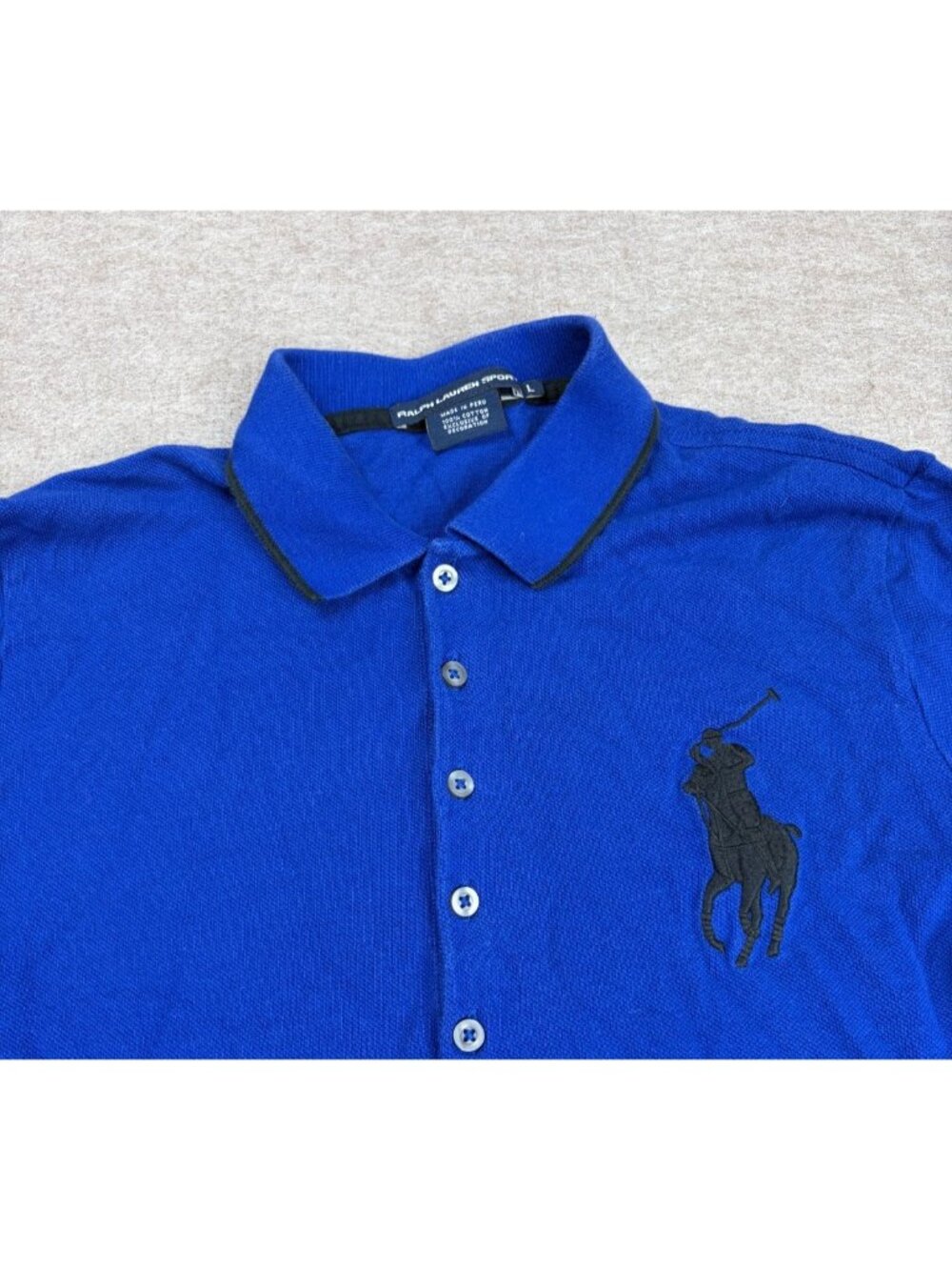 Polo Sport Womens Shirt M/L Blue Big Pony Long Sleeves #3 Colorblock Vintage